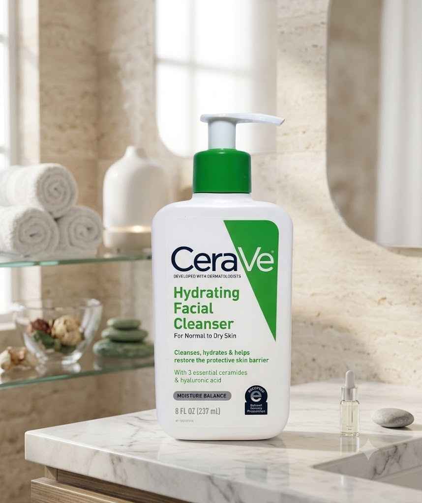 CeraVe Hydrating Facial Cleanser for Normal to Dry Skin with Ceramides – 8 fl oz (237 ml)