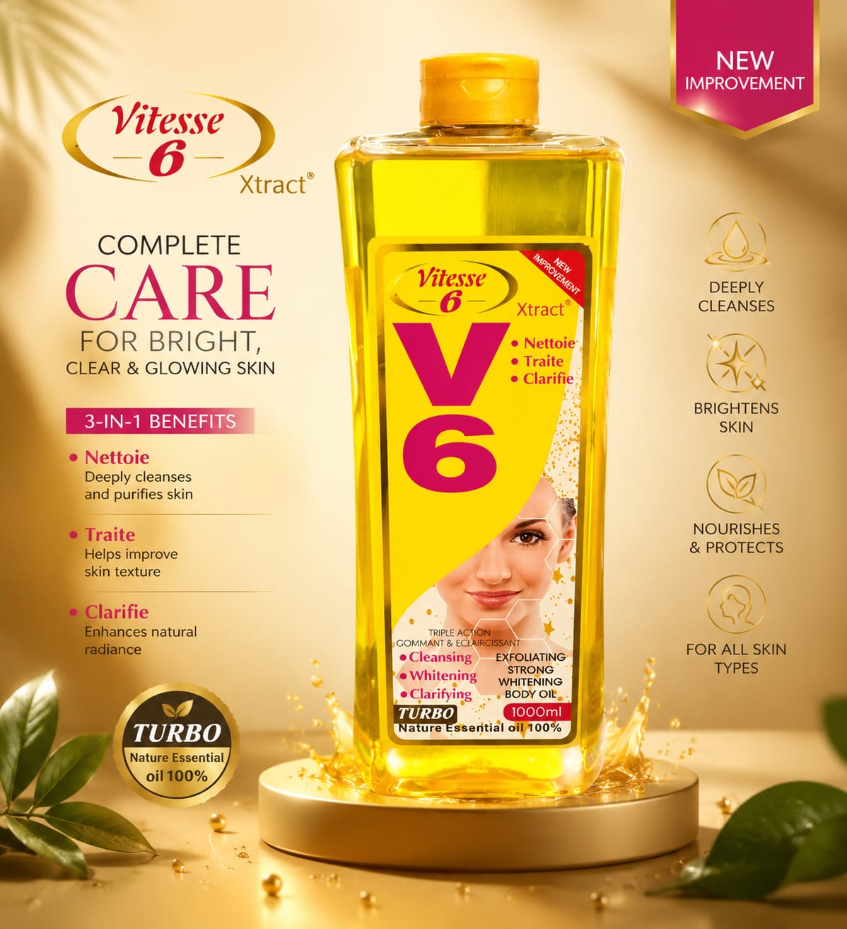 Vitesse V6 Xtract Nourishing Body Oil with Botanical Extracts, 1000ml
