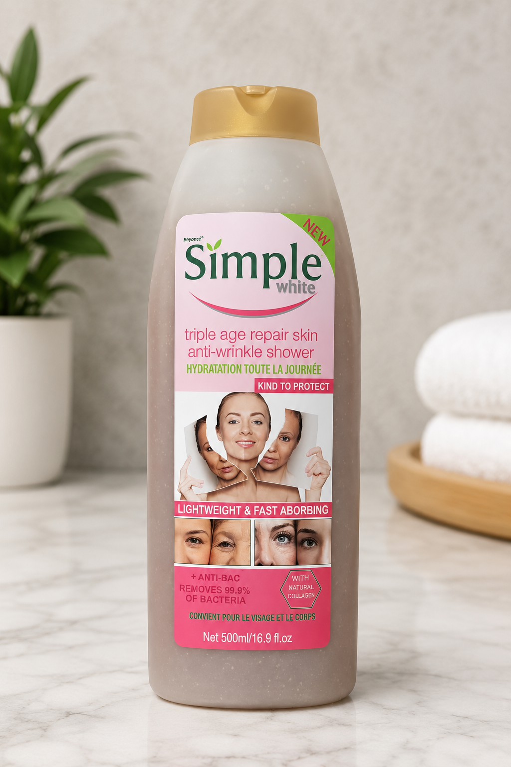 Beyoncé Simple White Collagen & Aloe Shower Gel 500ml