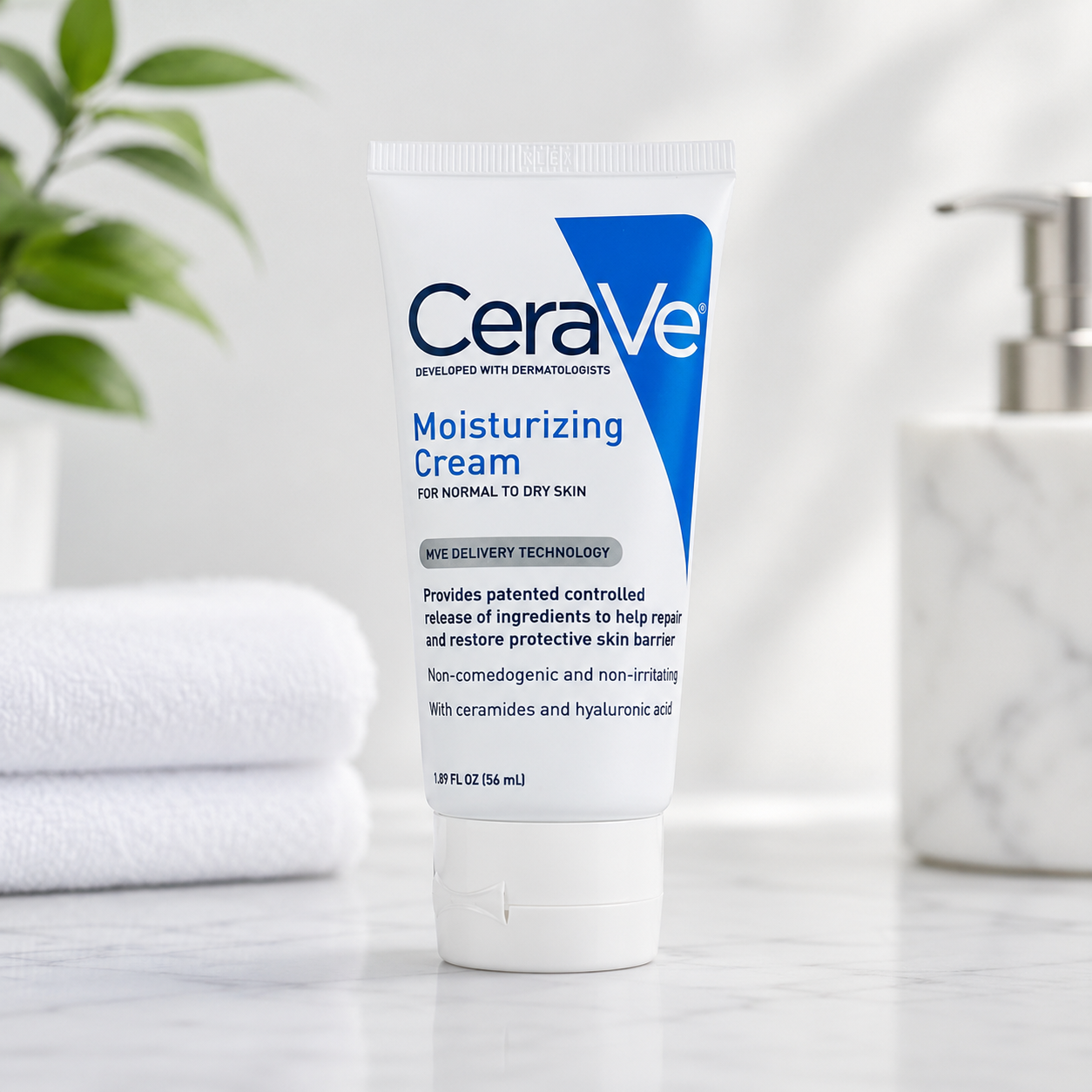CeraVe Moisturizing Face & Body Cream for Normal to Dry Skin with Ceramides & Hyaluronic Acid – 56 ml