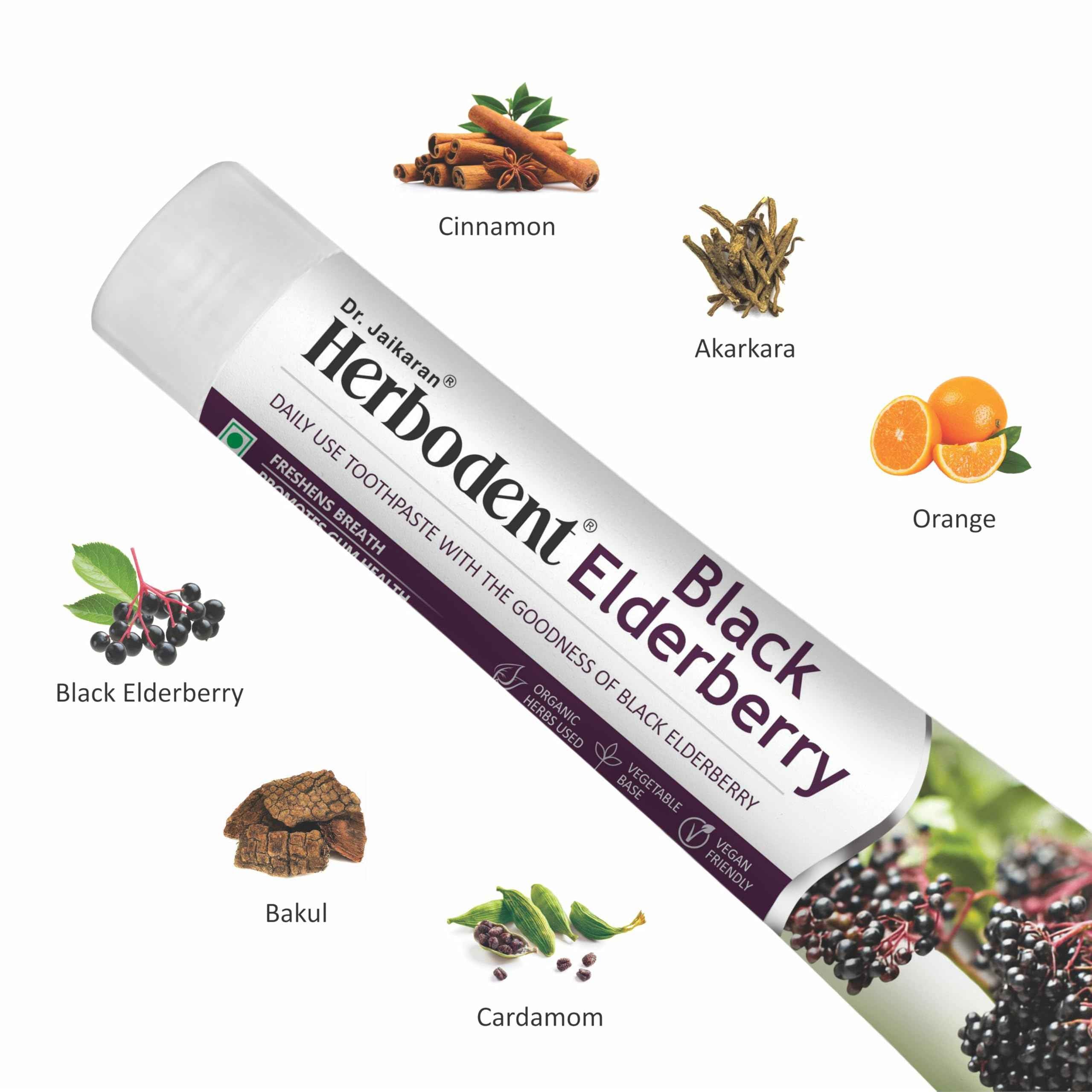 Herbodent Black Elderberry Herbal Toothpaste with 5 Organic Herbs – 185g