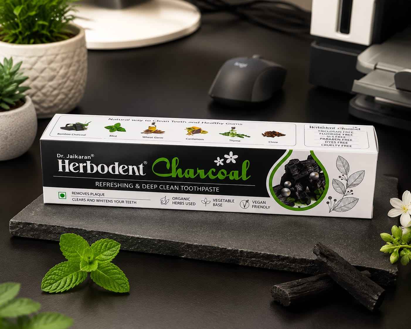Herbodent Charcoal Toothpaste with Bamboo Charcoal & Herbal Oils – 100g