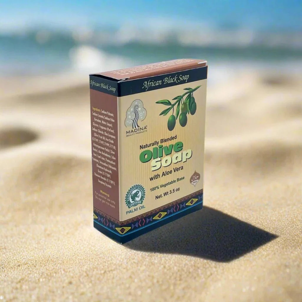 African Black Soap Naturally Blended Olive Soap with Aloe Vera 3.5oz - Bazarora