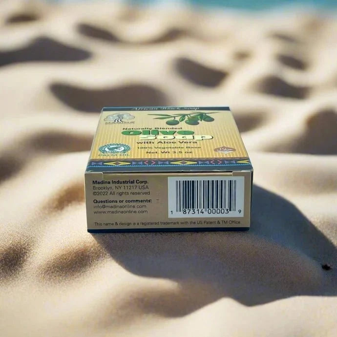 African Black Soap Naturally Blended Olive Soap with Aloe Vera 3.5oz - Bazarora