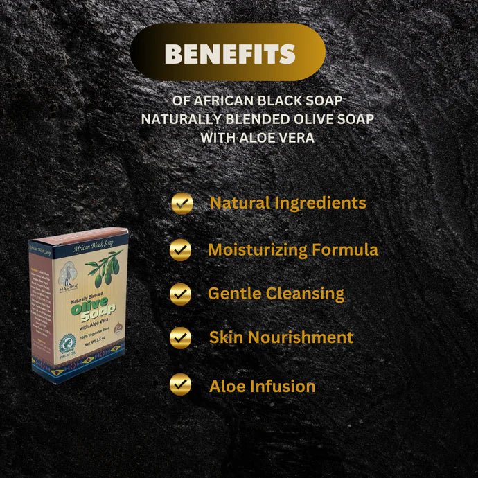 African Black Soap Naturally Blended Olive Soap with Aloe Vera 3.5oz - Bazarora