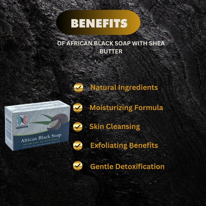 African Black Soap with Shea Butter 5oz / 140g - Bazarora