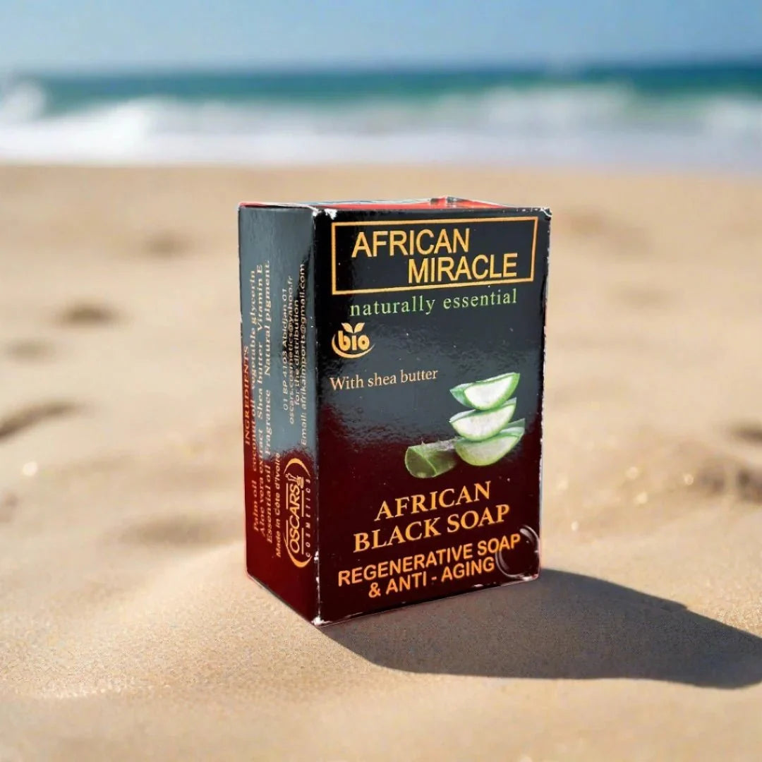 African Miracle Natural Shea Butter Black Soap 200g - Bazarora