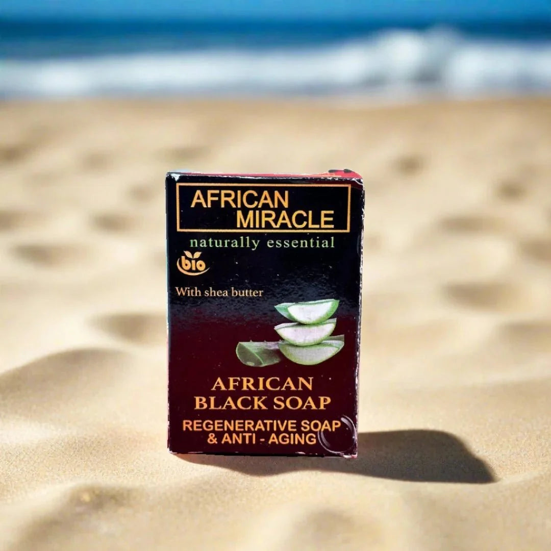 African Miracle Natural Shea Butter Black Soap 200g - Bazarora