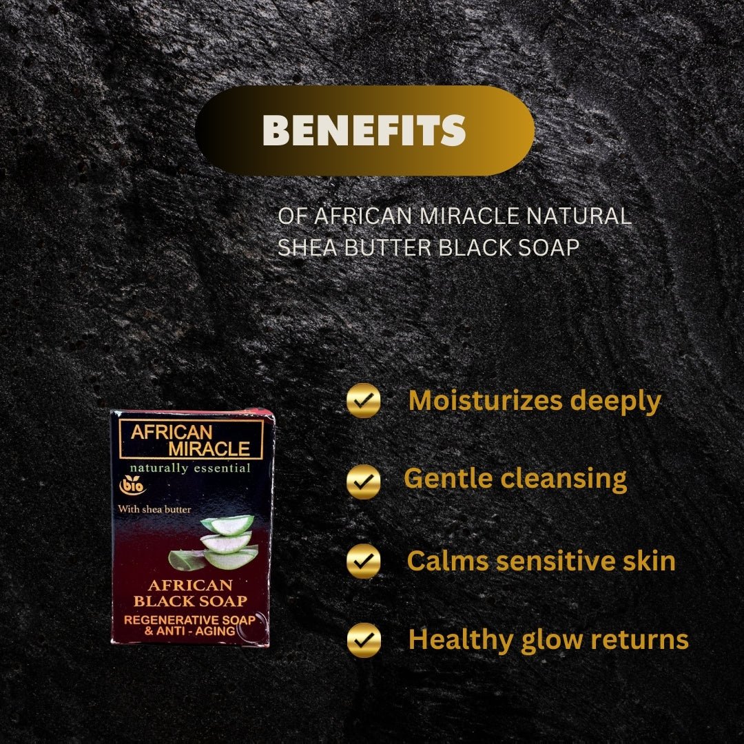 African Miracle Natural Shea Butter Black Soap 200g - Bazarora