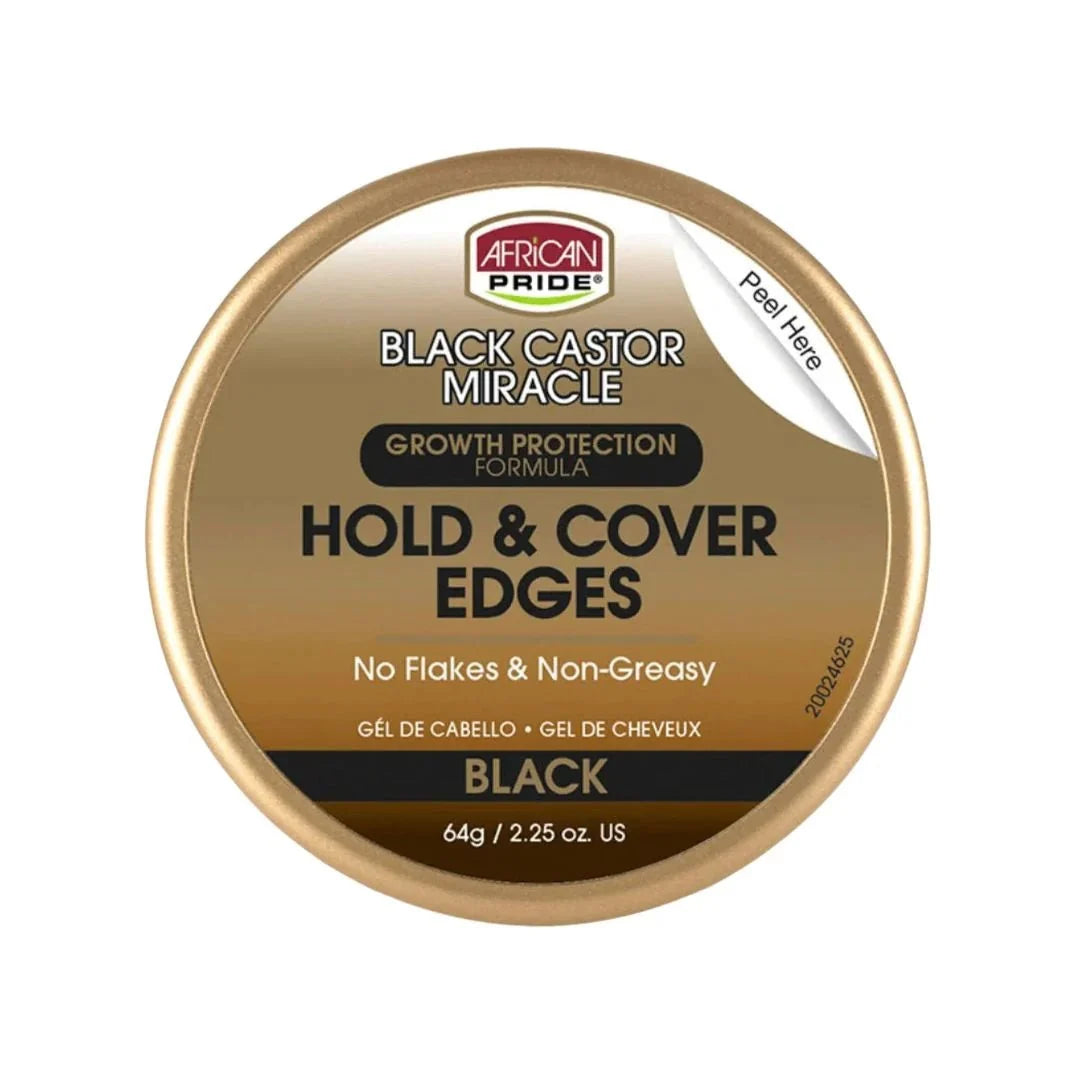 African Pride Black Castor Miracle Hold & Cover Edges 2.25 oz - Bazarora