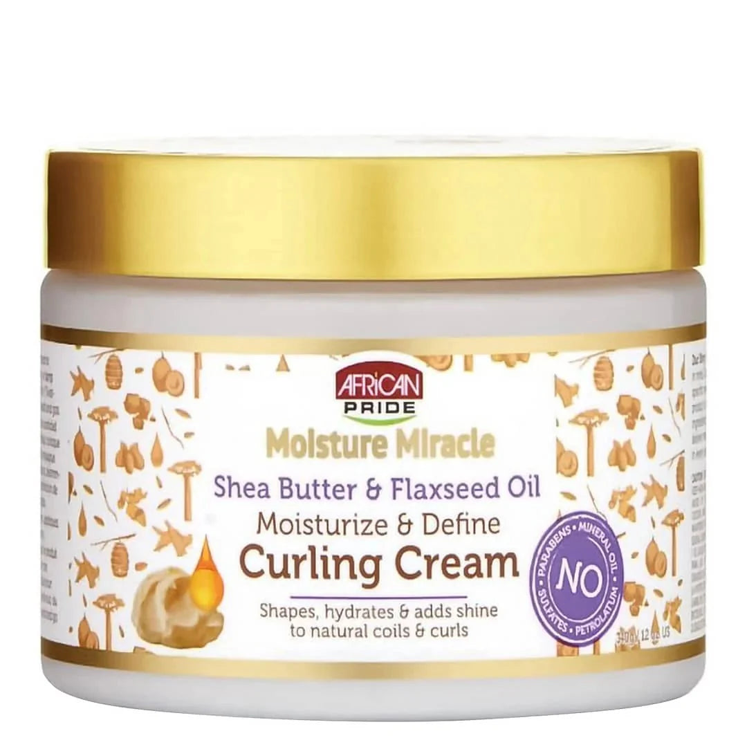 African Pride Moisture Miracle Shea Butter & Flaxseed Oil Curling Cream 12 oz - Bazarora