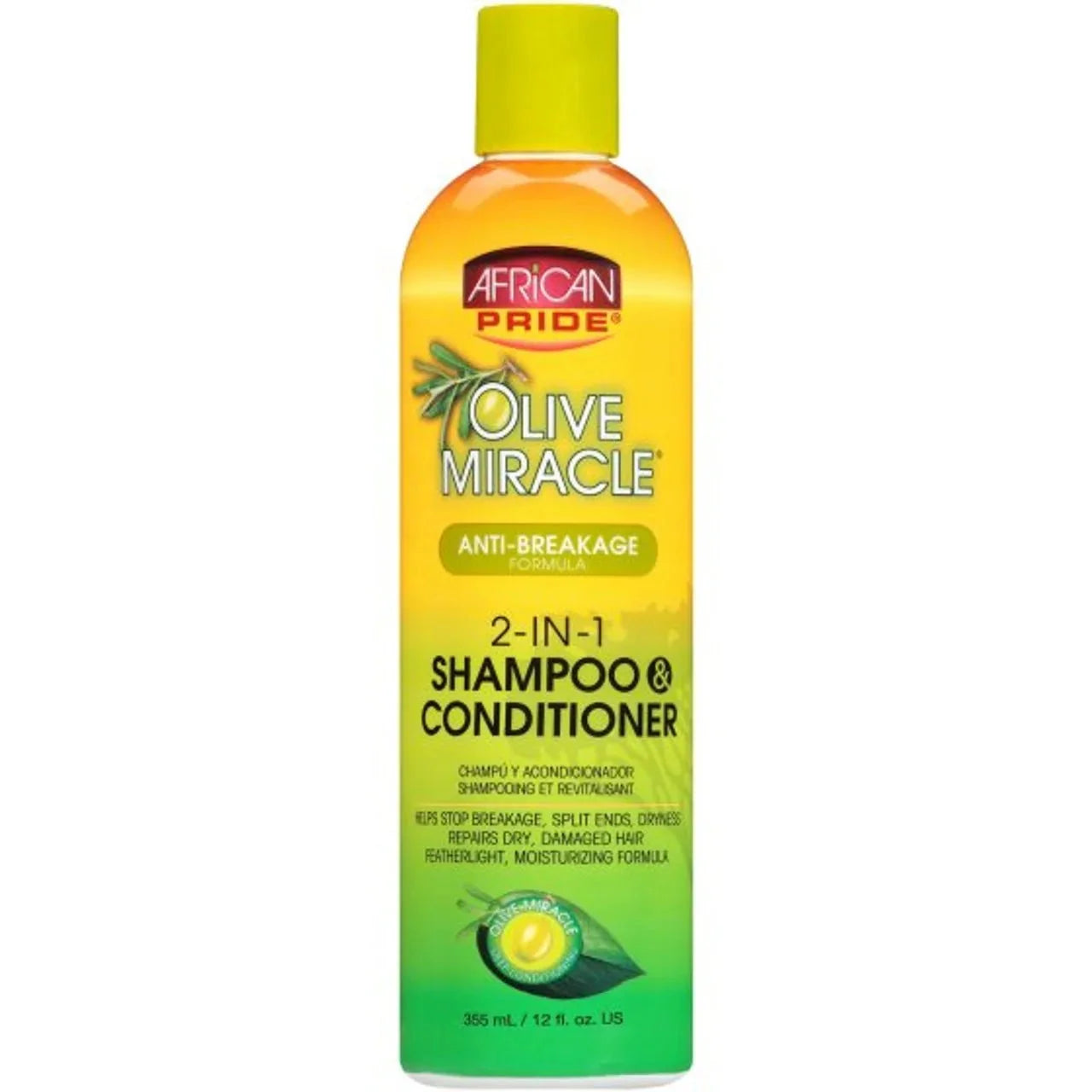 African Pride Olive Miracle 2 In 1 Shampoo & Conditioner 12 oz - Bazarora