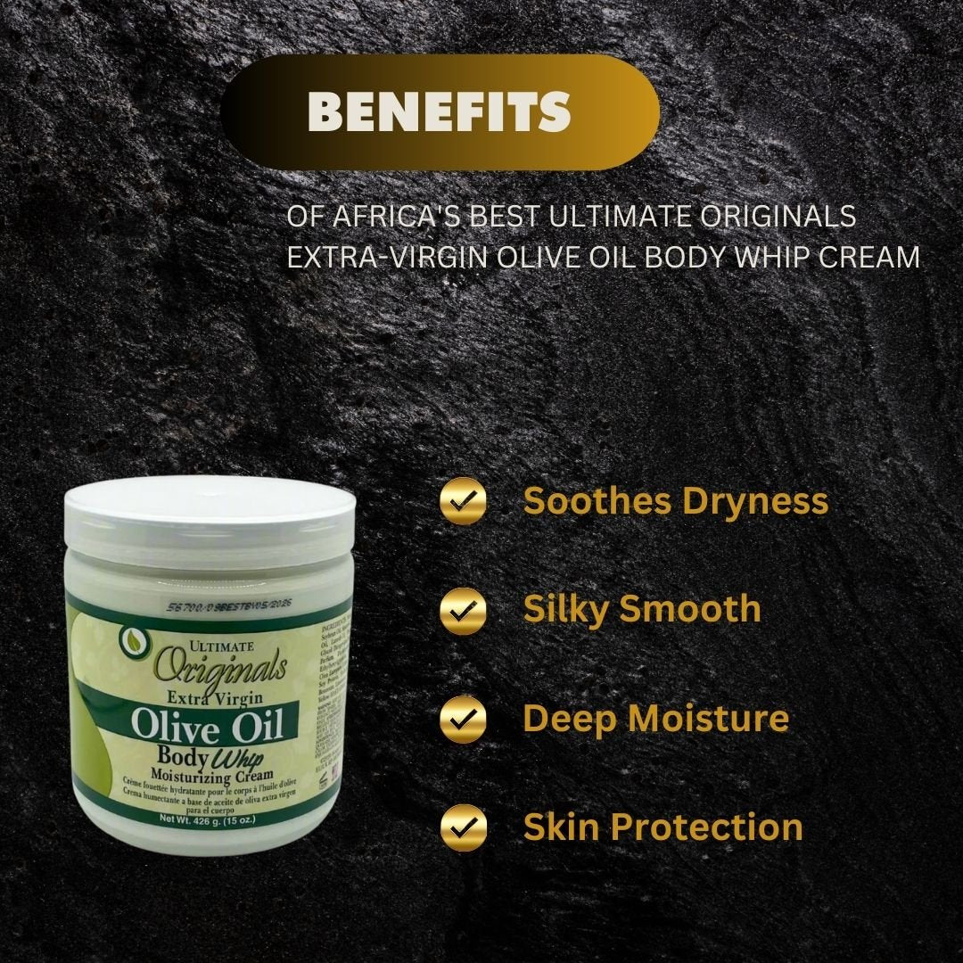 Africa's Best Ultimate Originals Extra-Virgin Olive Oil Body Whip Cream 15oz - Bazarora