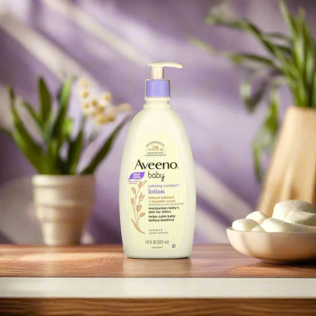 Aveeno Baby Calming Comfort Lotion with Natural Oatmeal & Lavender Scent 18oz | 532ml - Bazarora