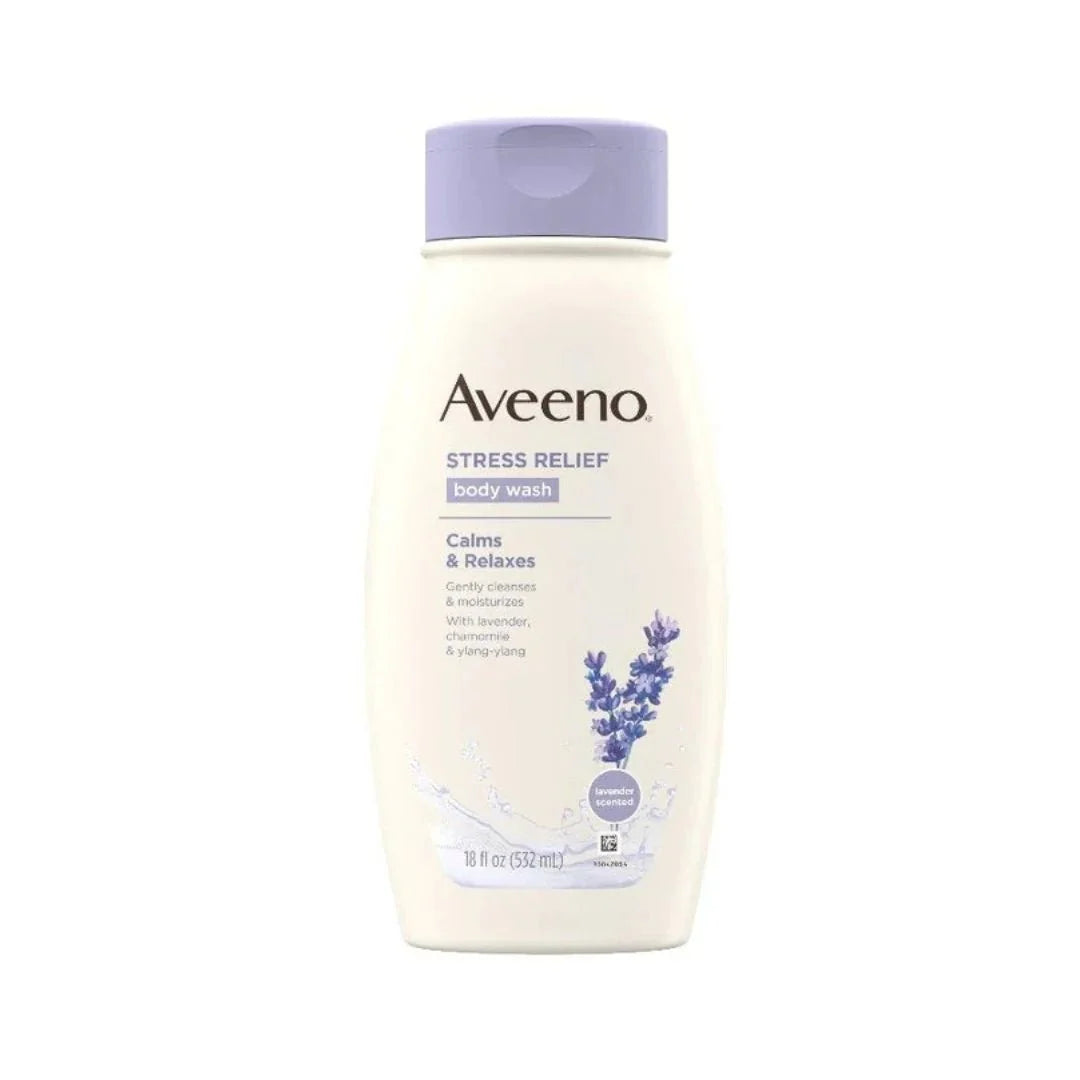 Aveeno Stress Relief Body Wash Lavender Scented 18oz - Bazarora