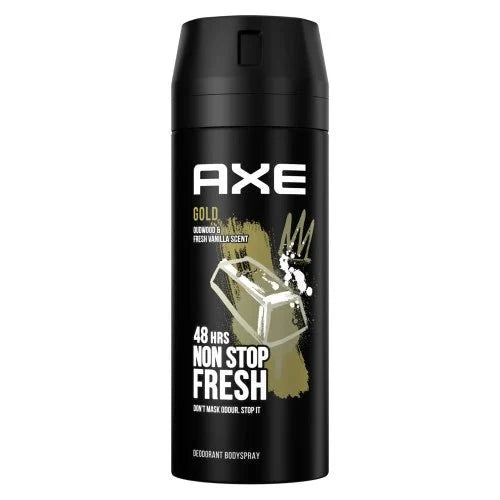 AXE Gold Deodorant Body Spray Vanilla & Wood Fragrance 150ml | 5.07oz - Bazarora