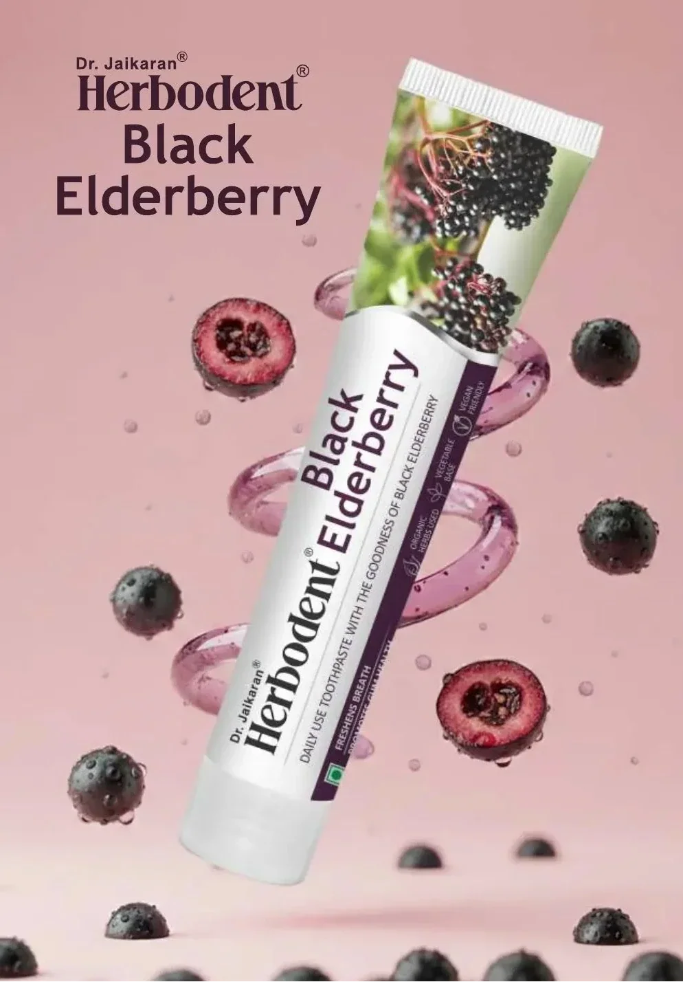 Herbodent Black Elderberry Herbal Toothpaste with 5 Organic Herbs – 185g