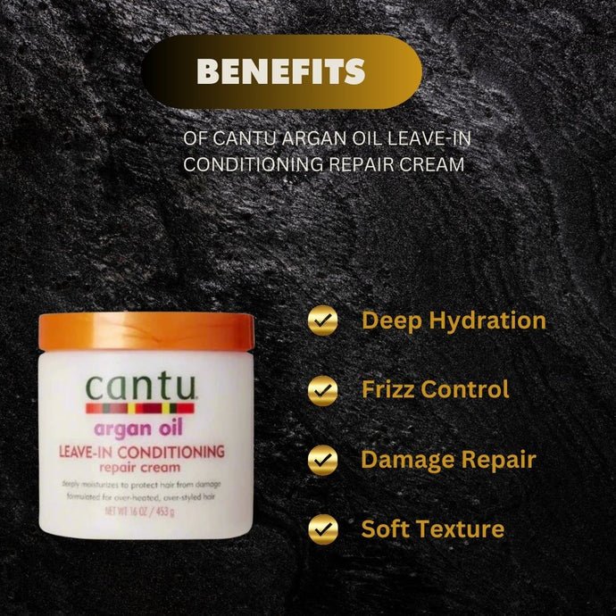 Cantu Argan Leave-In Conditioning Cream 16oz | 453g - Bazarora