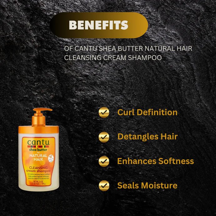 Cantu Shea Butter Natural Hair Cleansing Cream Shampoo 25 oz - Bazarora