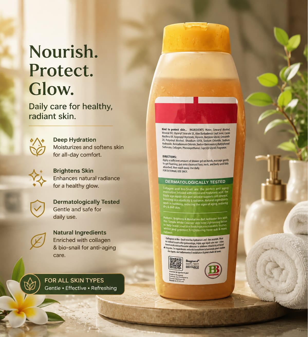 Beyoncé Simple White Collagen & Aloe Shower Gel 500ml