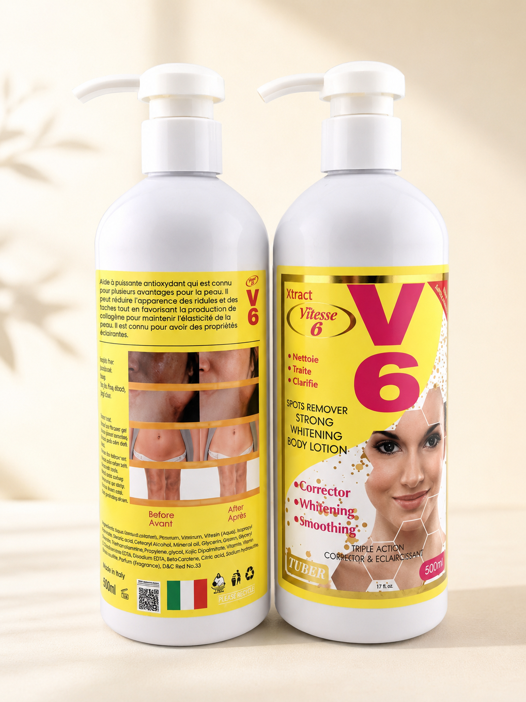V6 Smoothing & Moisturizing Body Lotion with Glutathione, Kojic Dipalmitate & Apricot Extract, 500ml