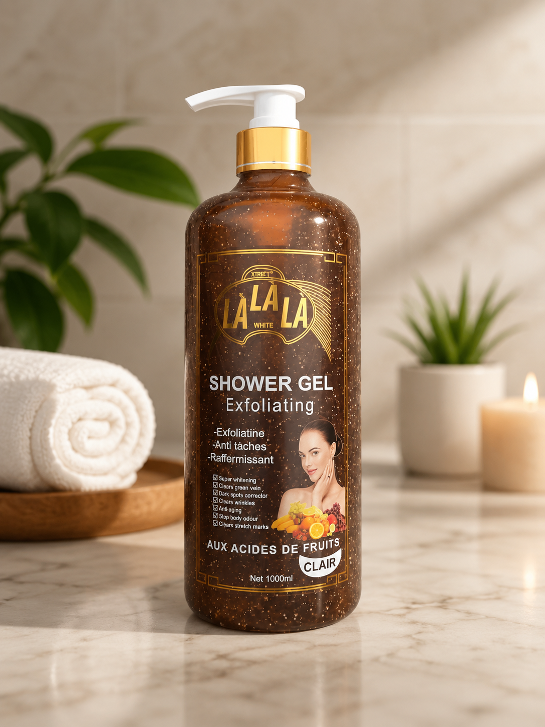 Lalala White Apricot Shower Gel with Fruit Acids – 1000ml