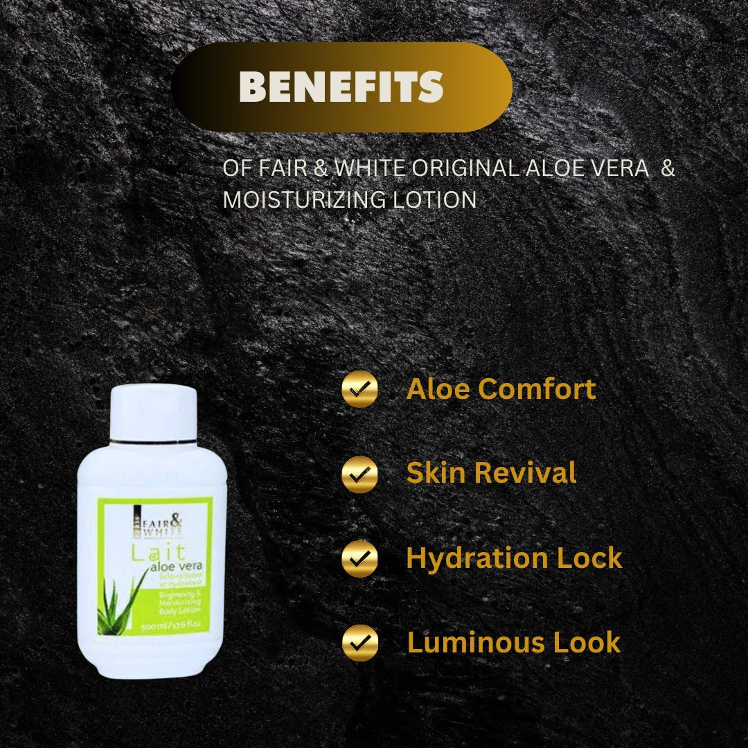 Fair & White Original Aloe Vera Moisturizing Lotion 17.6 oz (Clearance) - Bazarora
