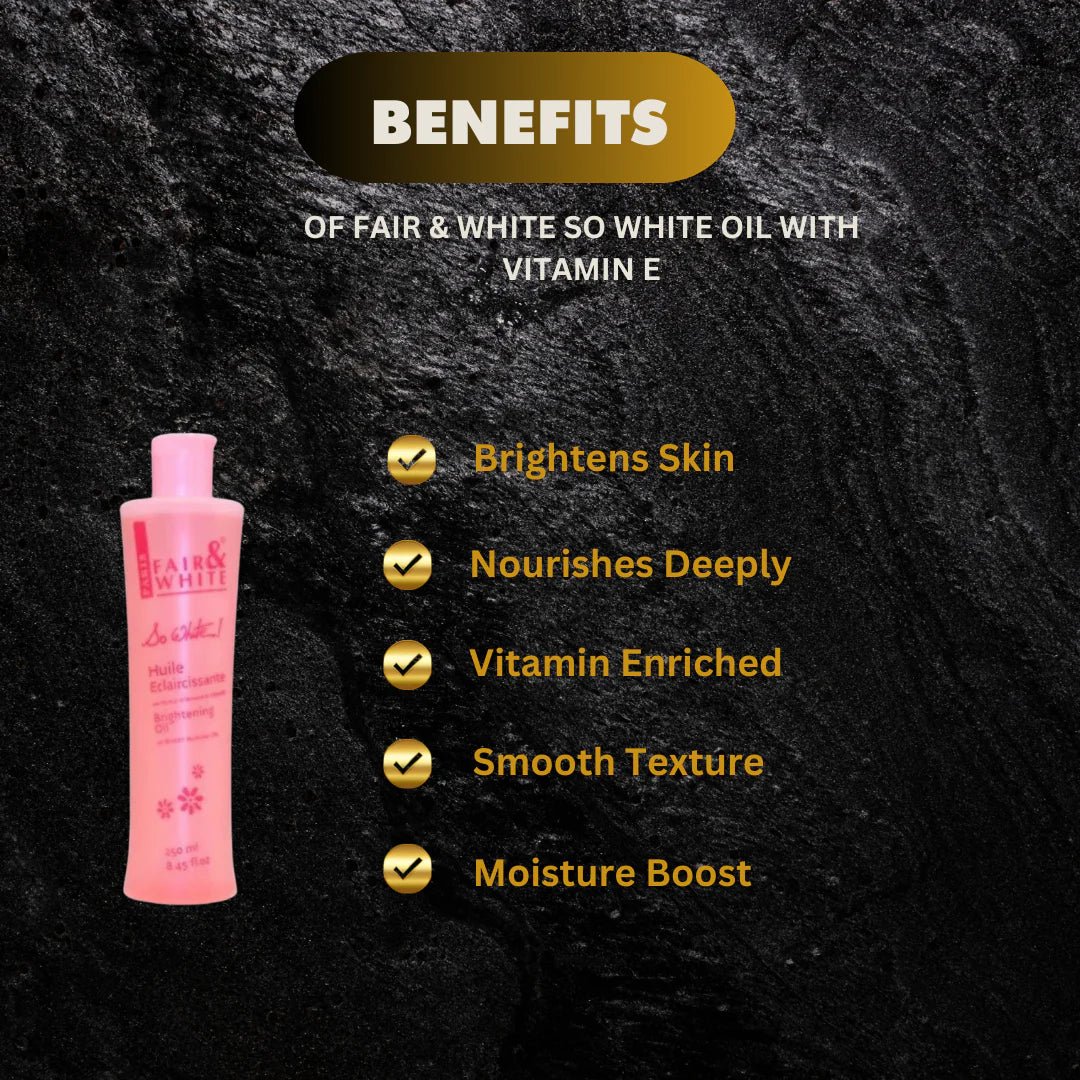 Fair & White So White Body Oil with Sweet Almond & Vitamin E 8.45 oz - Bazarora