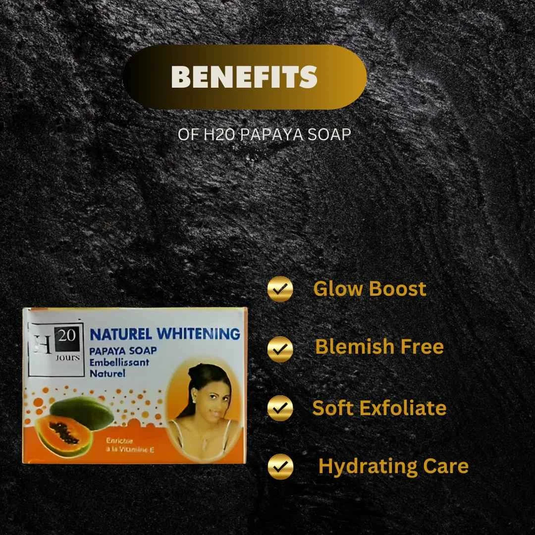H20 Jours Natural Papaya Beauty Soap with Vitamin E 180 g