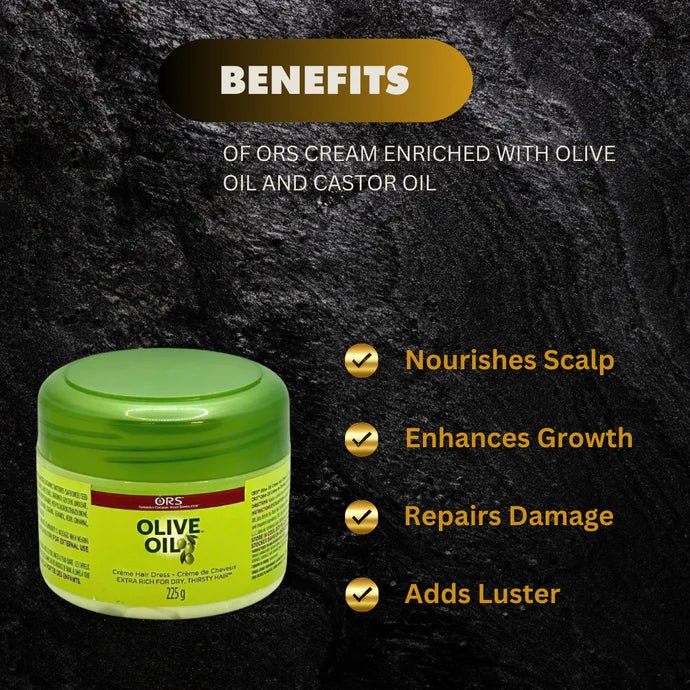 ORS Olive & Castor Oil Enriched Hair Cream 225g / 8oz - Bazarora