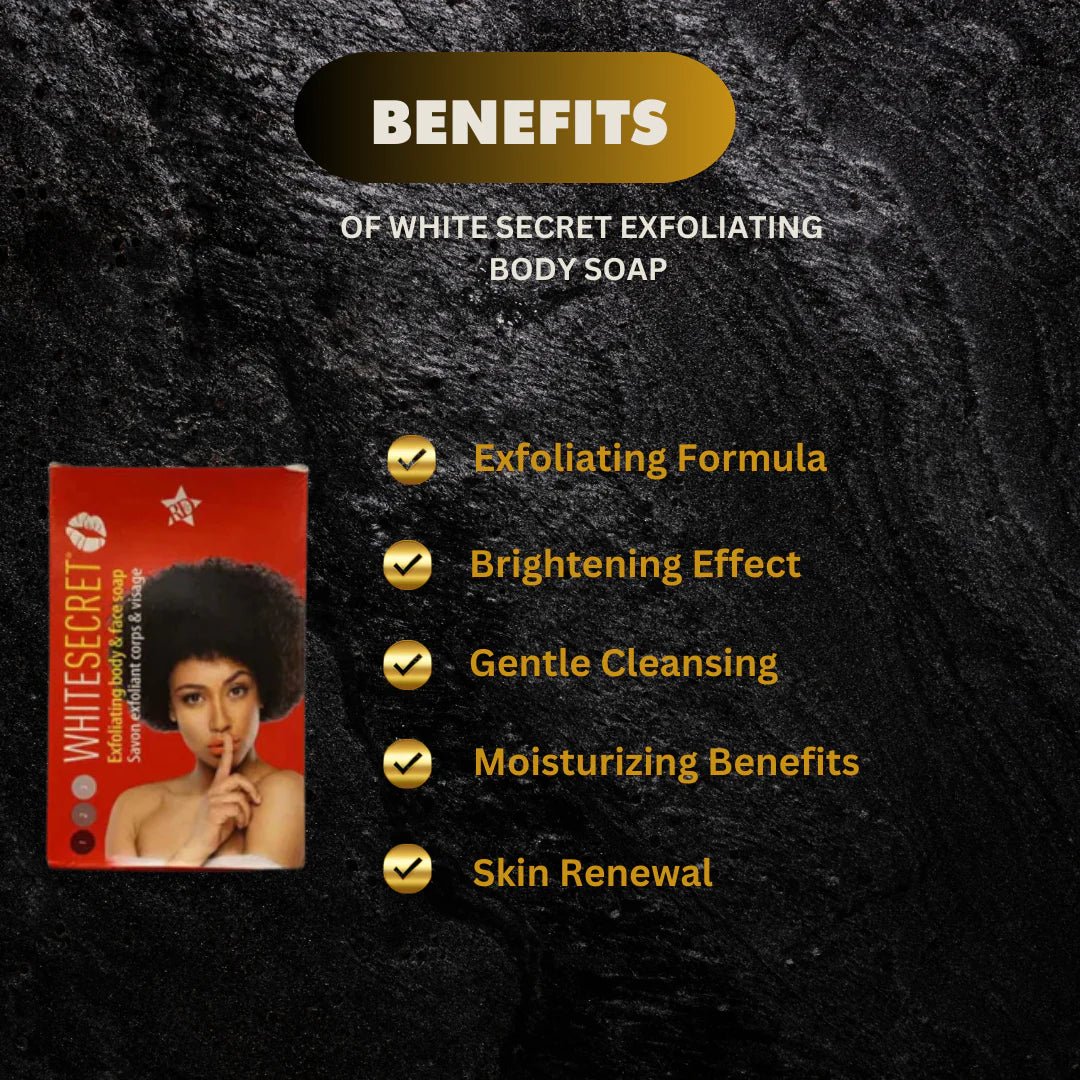 White Secret Exfoliating Body & Face Soap 190g – Smoothing Cleansing Bar - Bazarora